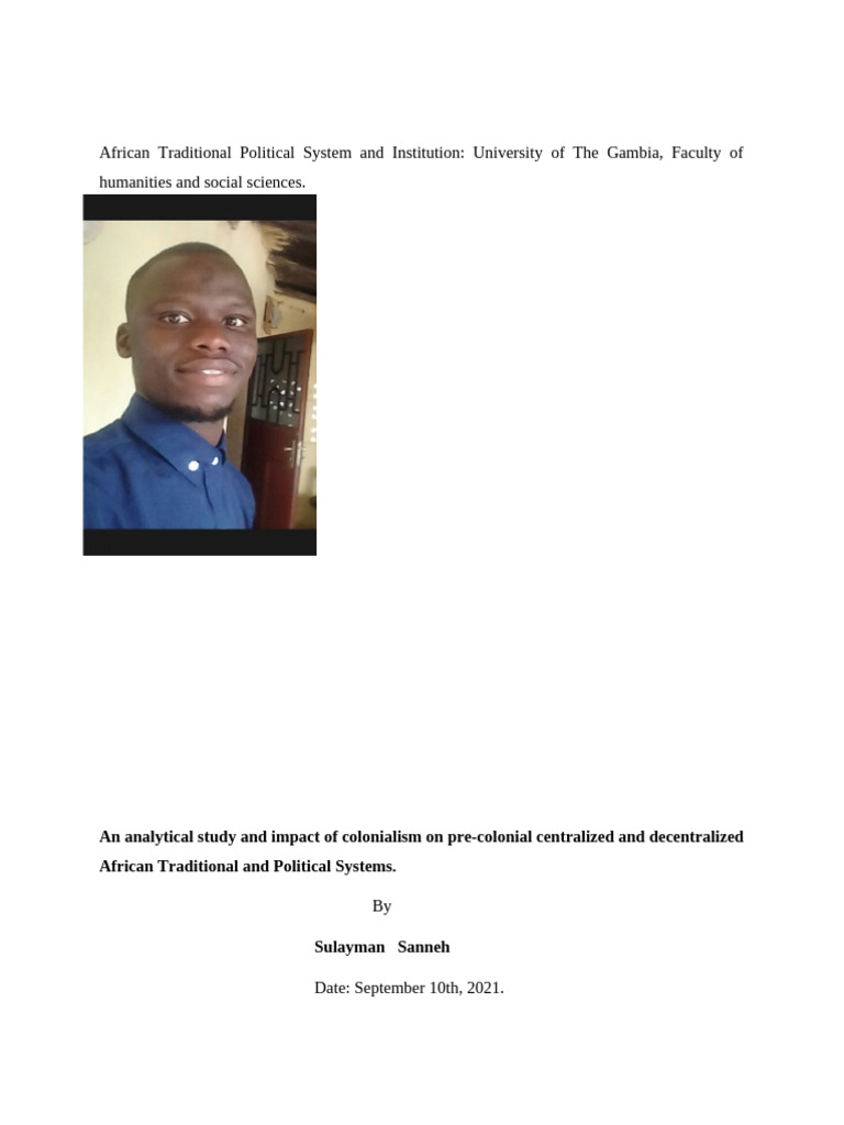 African Traditional Political Systems An | PDF