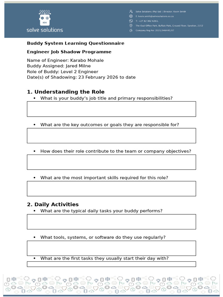 Buddy System Learning Questionnaire - Karabo Mohale | PDF | Cognition