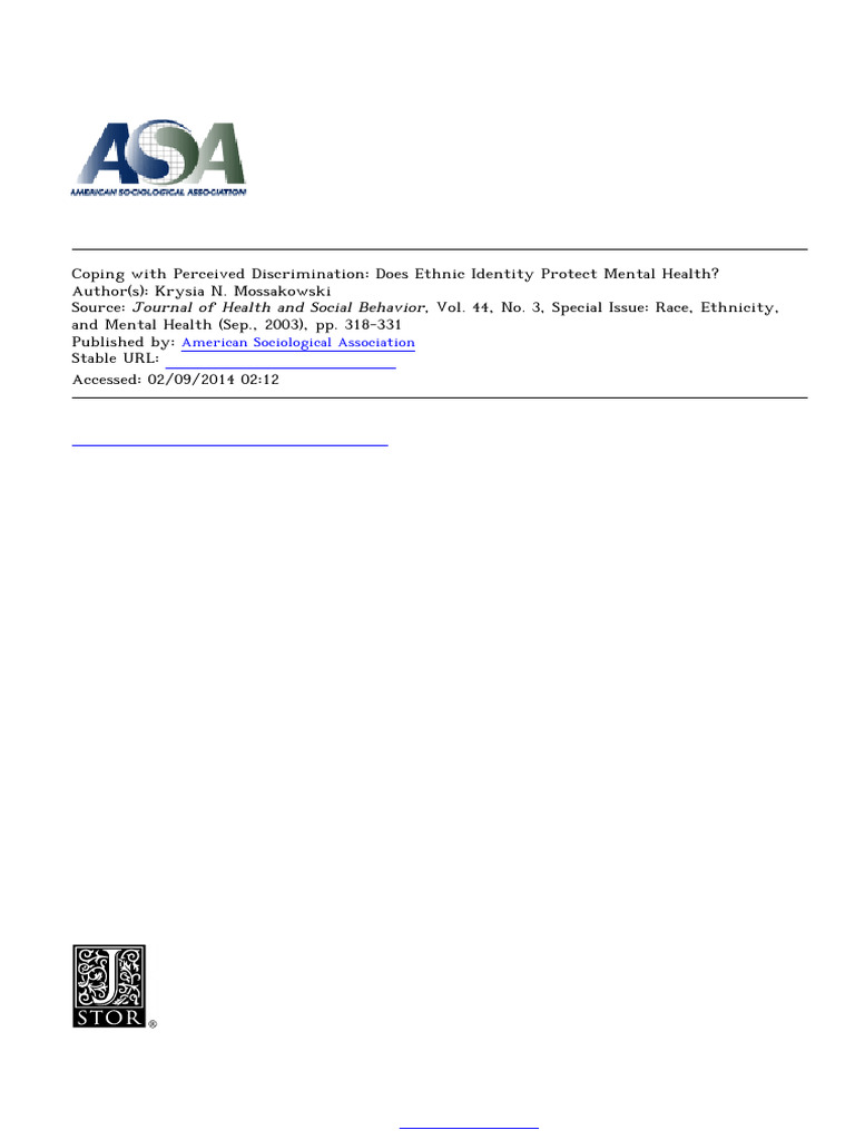 Coping With Perceived Discrimination | PDF | Identity (Social Science ...