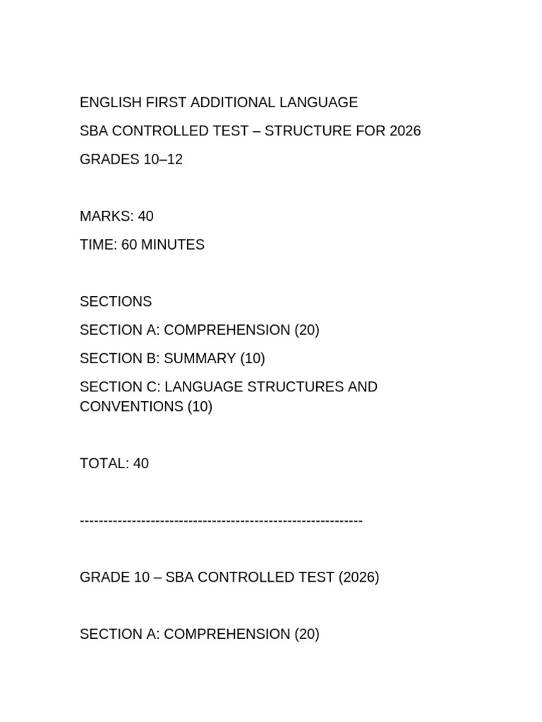 EFAL SBA Test Structure Grades10!12!2026 | PDF | Artificial ...