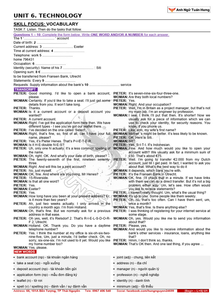 B1 U6 LS Revised Task 7 | PDF | Service Industries | Money