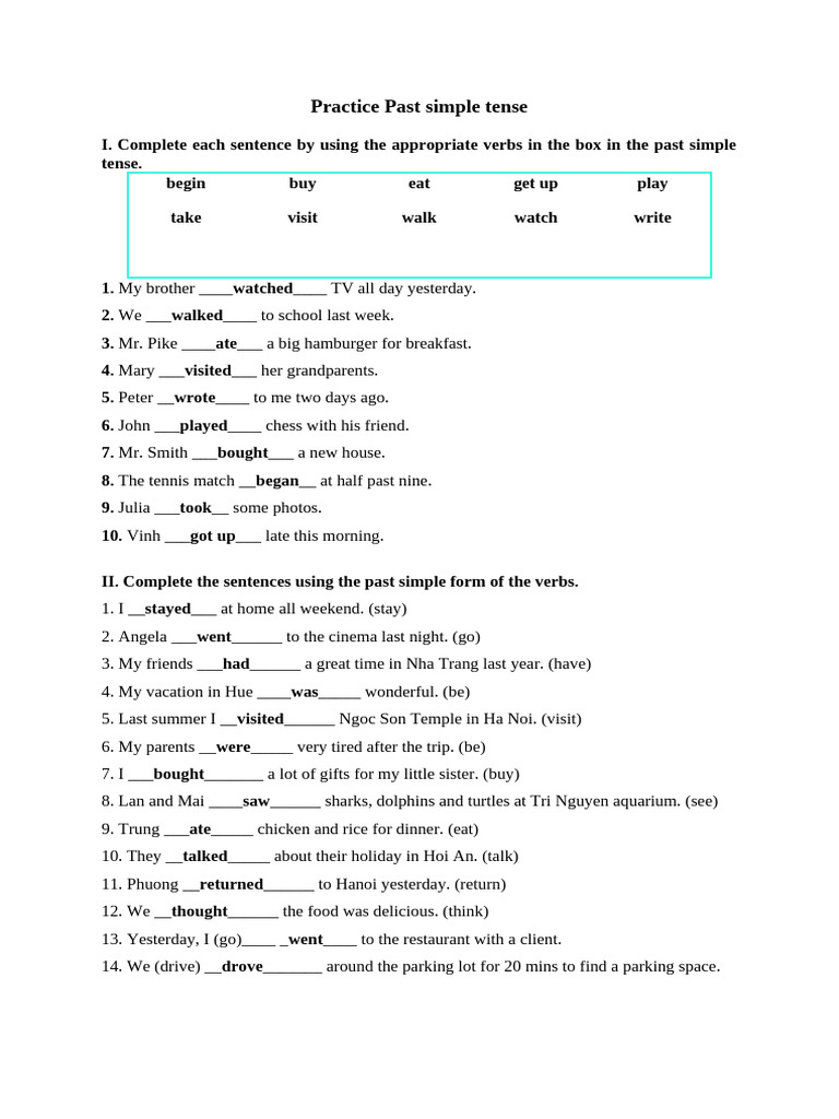 Practice Past Simple Tense | PDF | Chess Openings | Chess