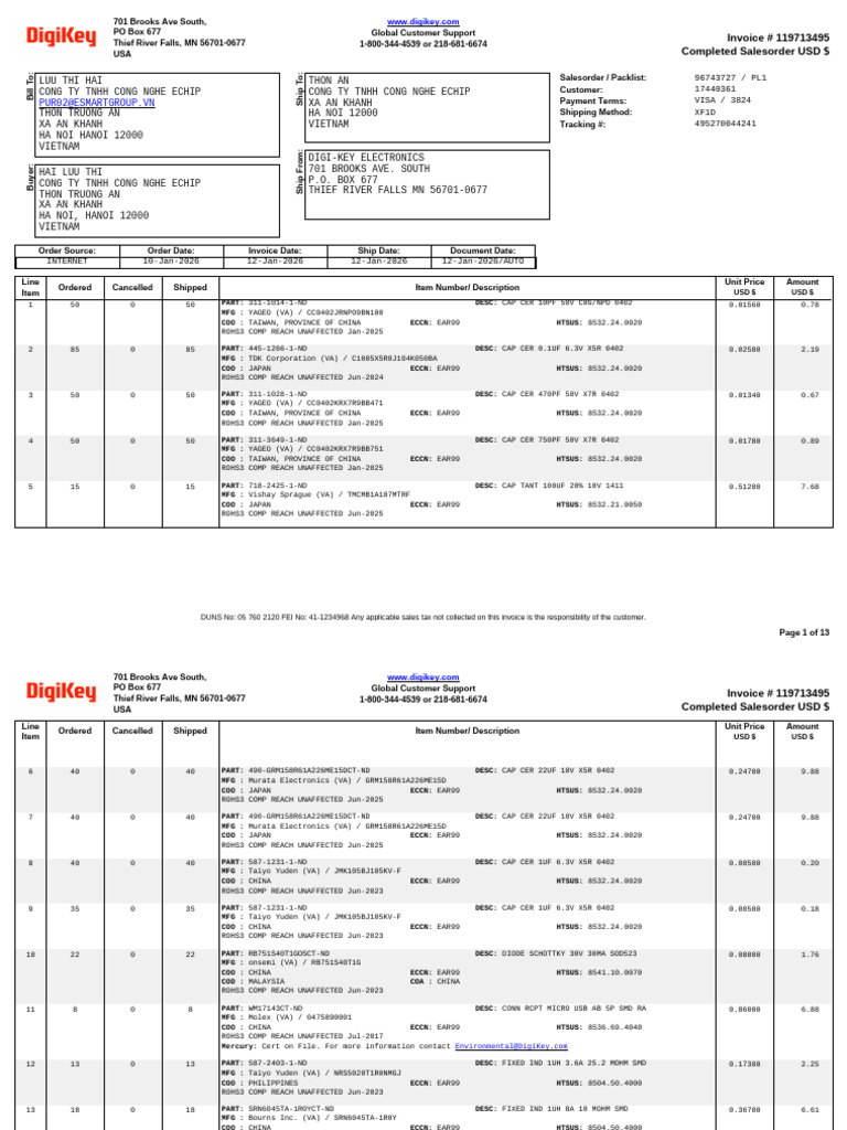 DK Invoice 119713495 | PDF | Invoice