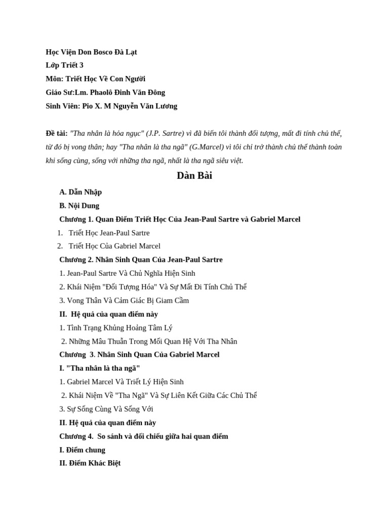 Nhân Học - Dàn Bài | PDF