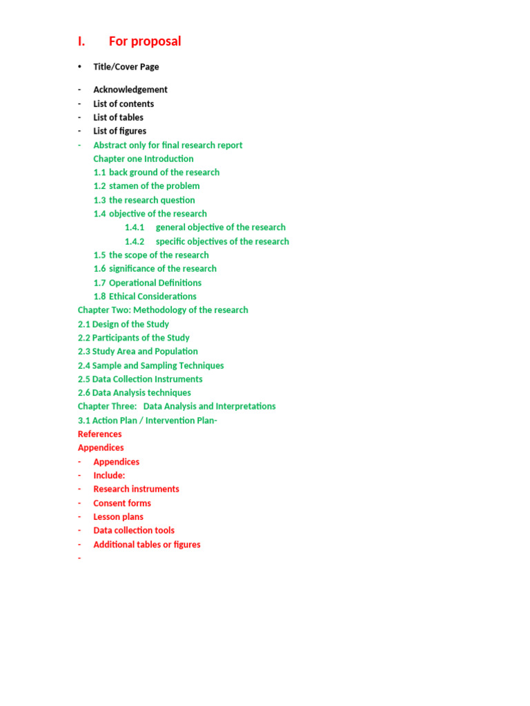 Components of Action Proposal and Final Research Repors | PDF