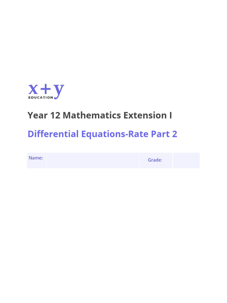 Differential Equations-Rate Part 2 | PDF