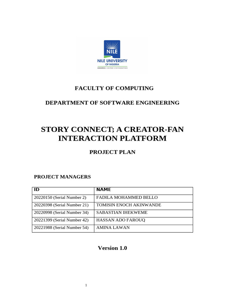 StoryConnect Project Plan | PDF