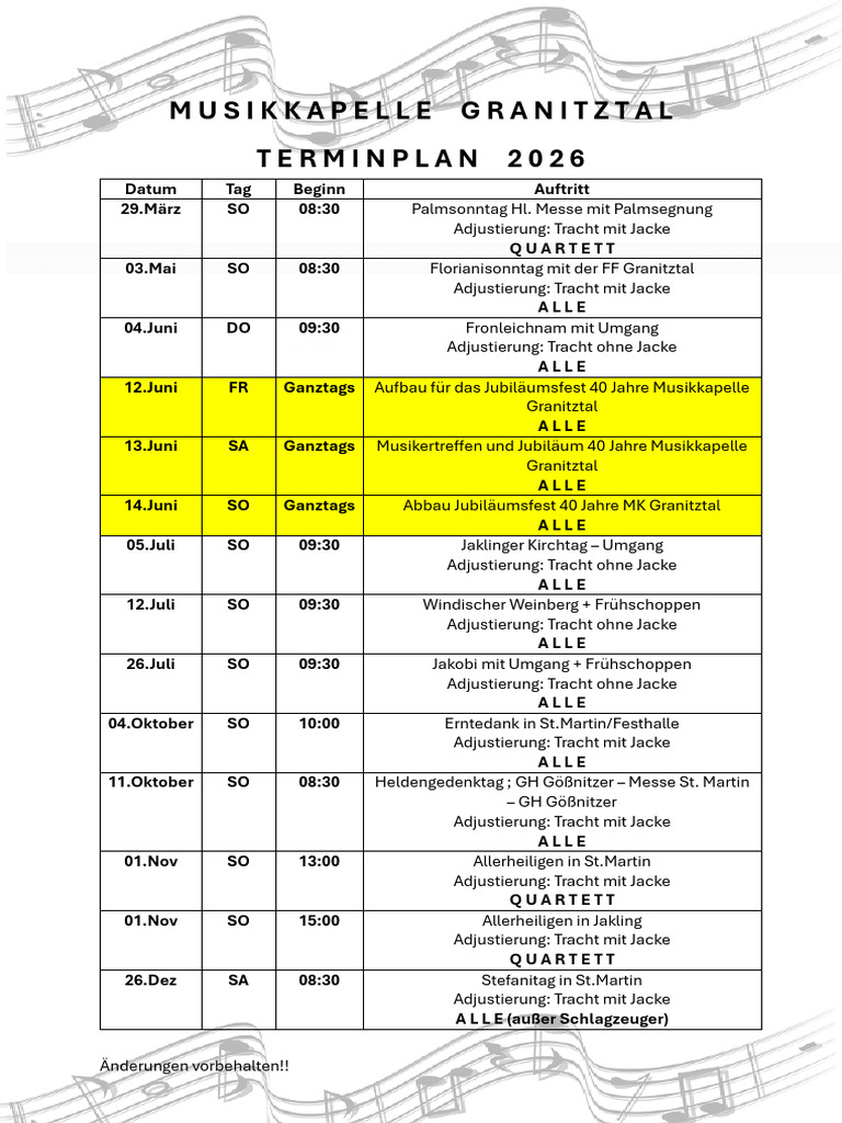 Terminplan 2026 | PDF