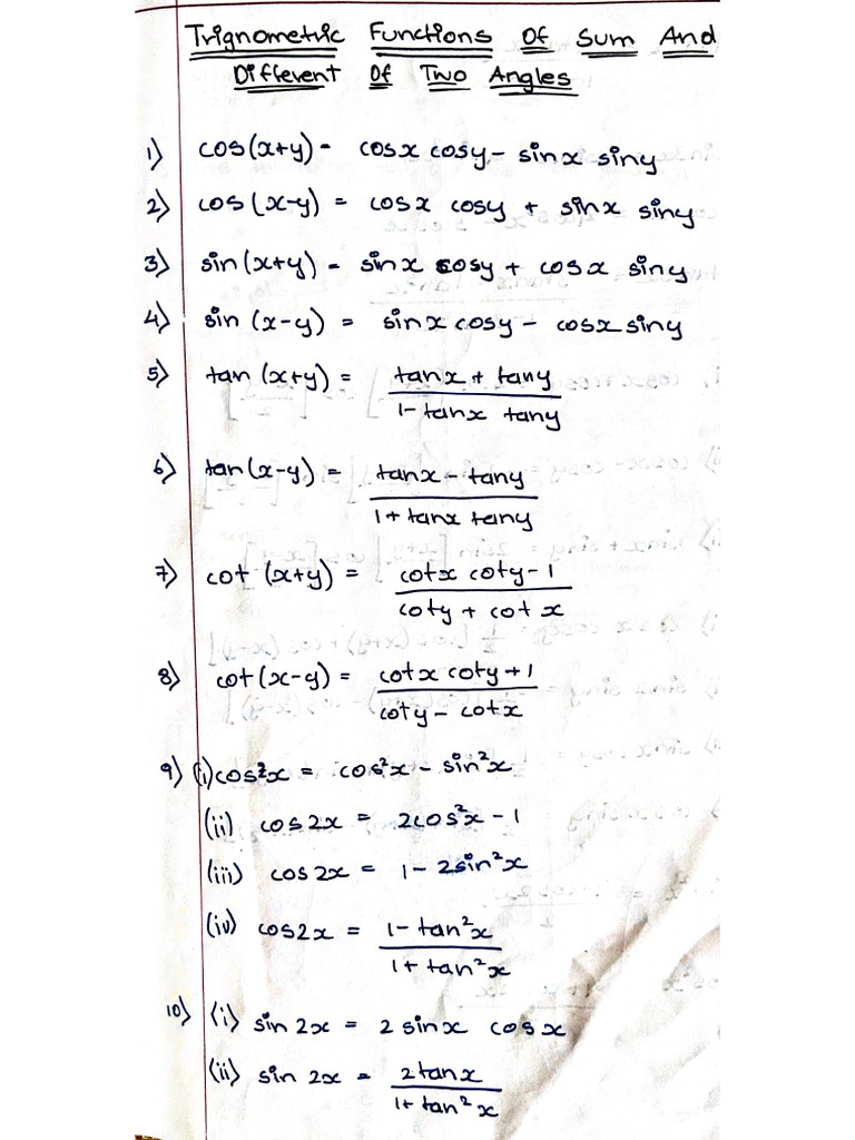Trigonometric Formulas | PDF