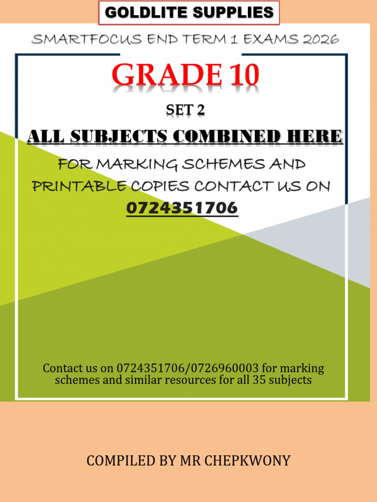 g10 Set 2 Term 1 Exams | PDF | Atoms | Cell (Biology)
