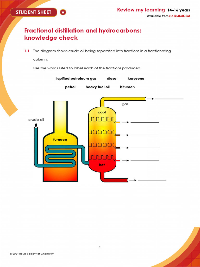 Fractional Distillation and Hydrocarbons: Knowledge Check: Review My ...