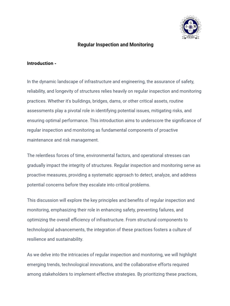 Regular Inspection and Monitoring | PDF | Reliability Engineering | Safety