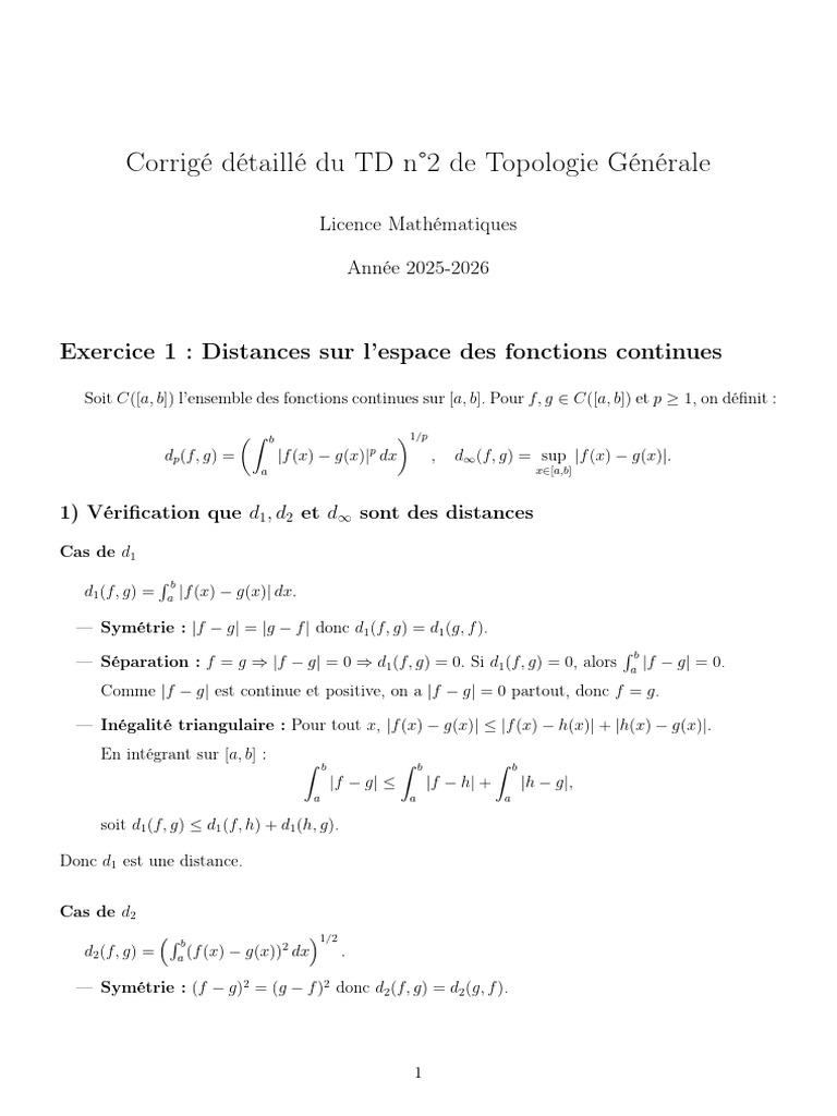 LME3 - TD N2 Correction - Topologie | PDF | Inclusion (mathématiques ...