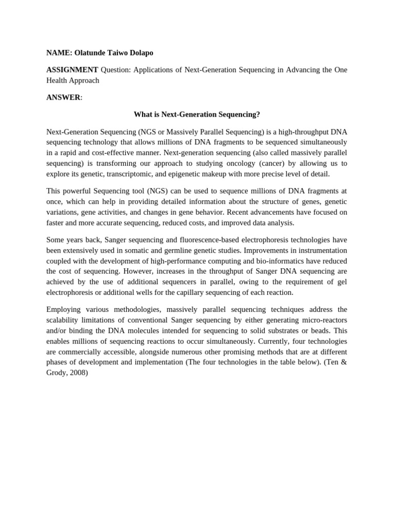 New Generation Sequencing | PDF | Dna Sequencing | Life Sciences