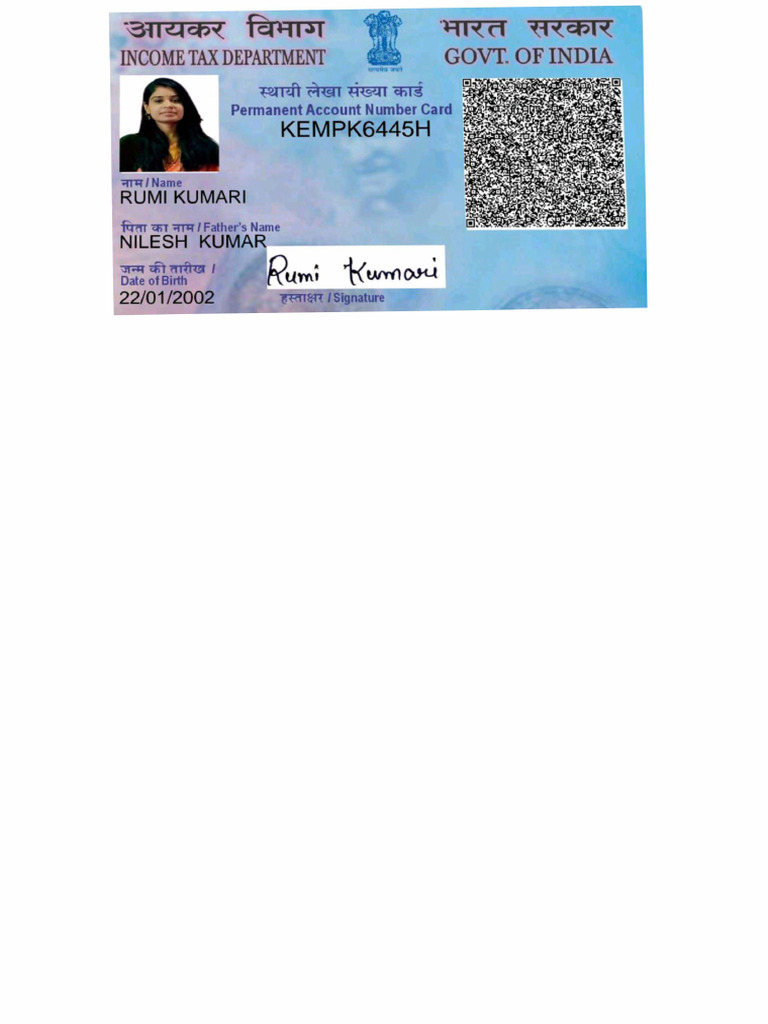 Rumi Pan Card | PDF