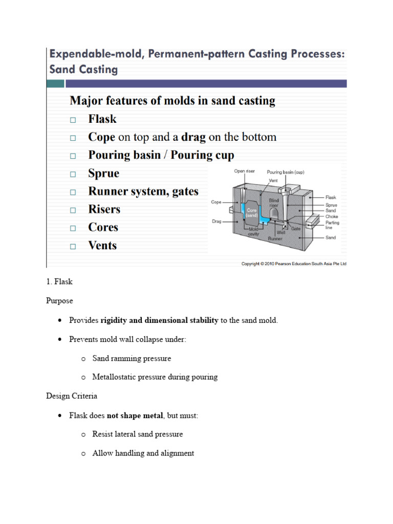Sand Casting Features Explanation | PDF | Mechanical Engineering | Metals