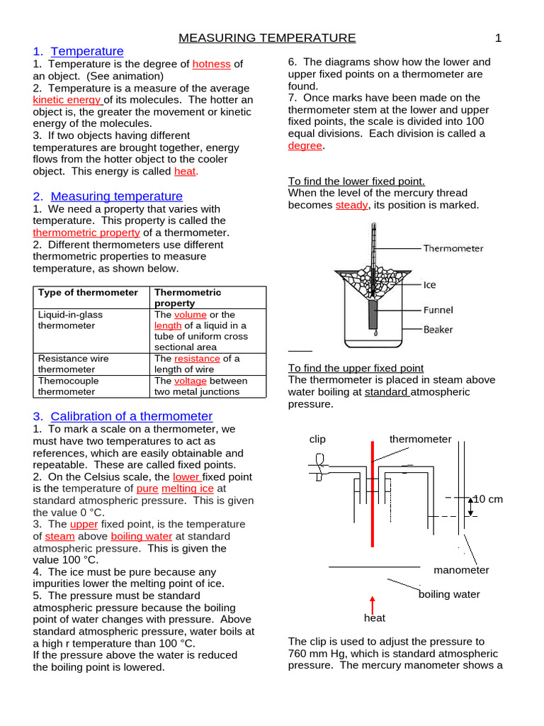 Measuring Temperature | PDF | Thermometer | Temperature
