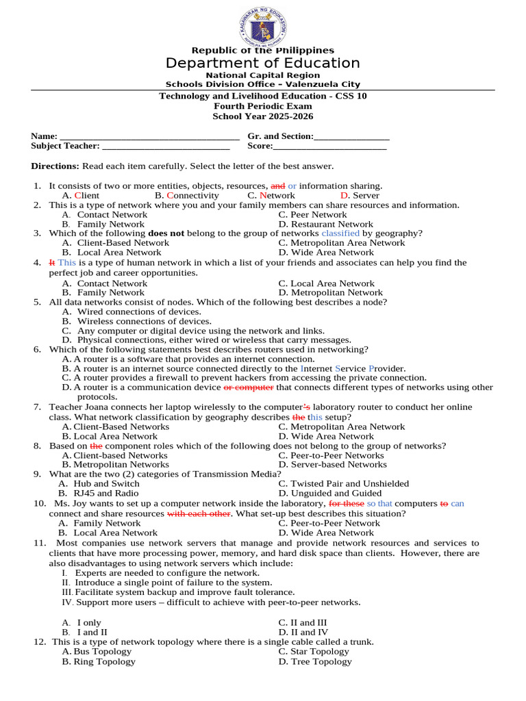 q4 Css 10 Assessment Validated | PDF | Computer Network | Network Topology