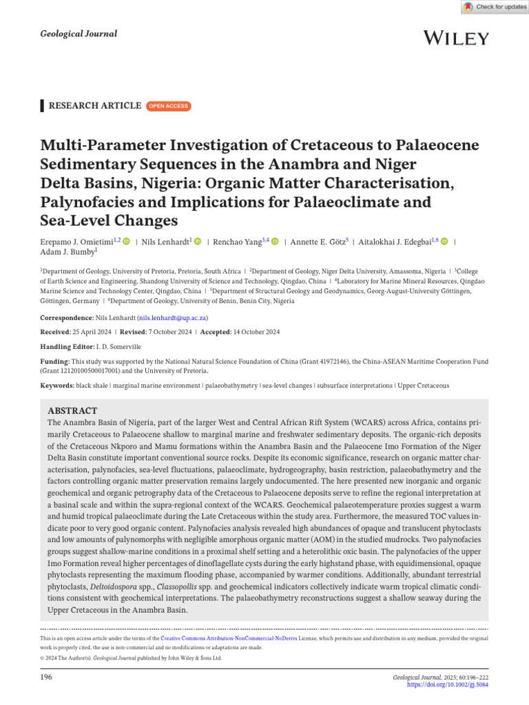 Geological Journal - 2024 - Omietimi - Multi Parameter Investigation of ...