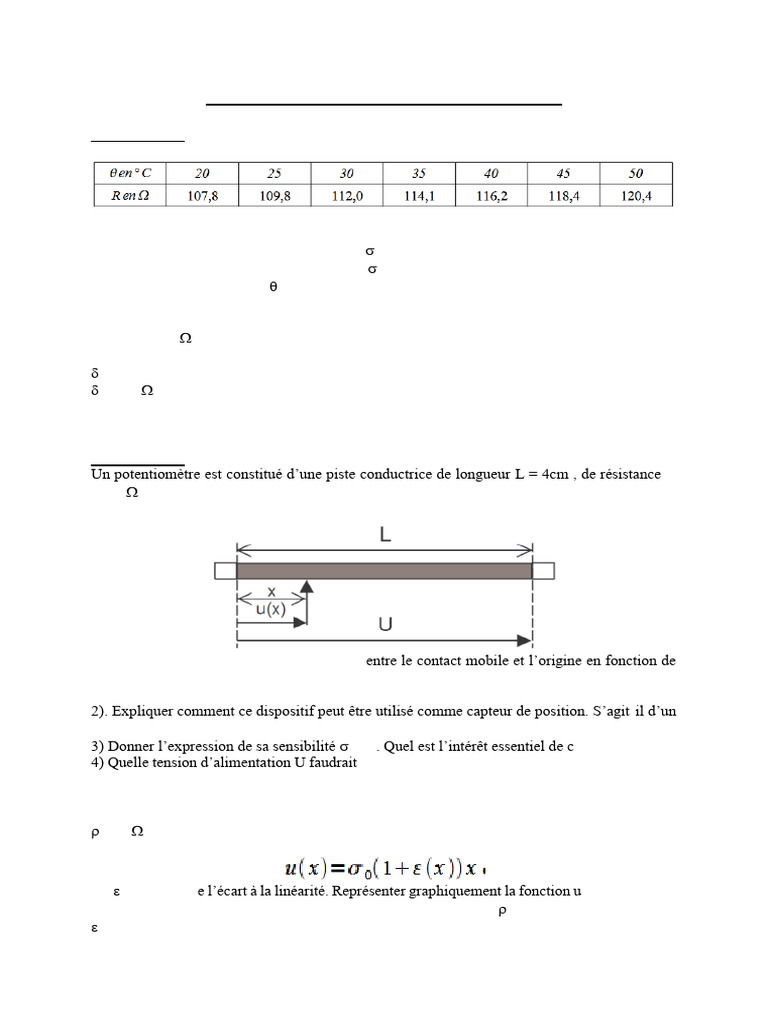 TD 1 Capteurs en Instrumentation | PDF | Capteur | Amplificateur ...