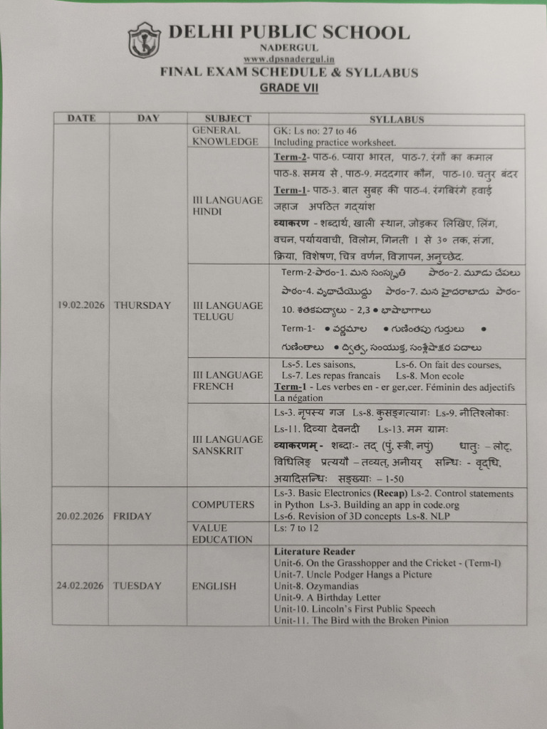 G7 Final Exam Schedule & Syllabus | PDF | Linguistics | Language Mechanics