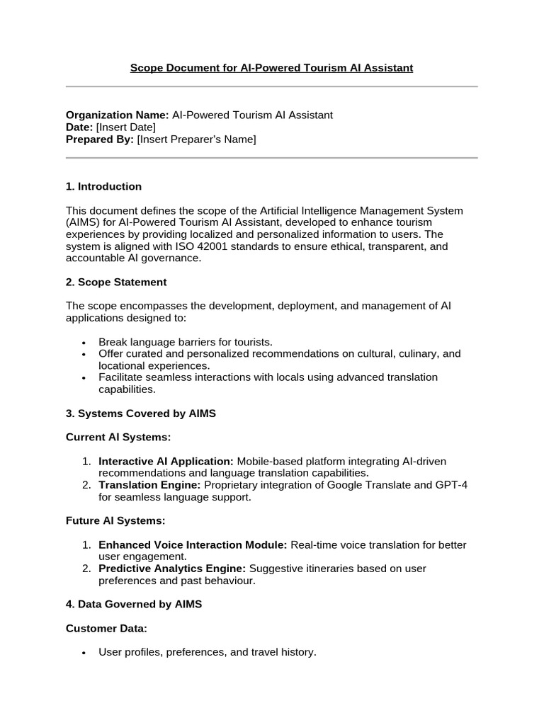 Scope of AI Powered Tourism AI Assistant | PDF | Artificial ...