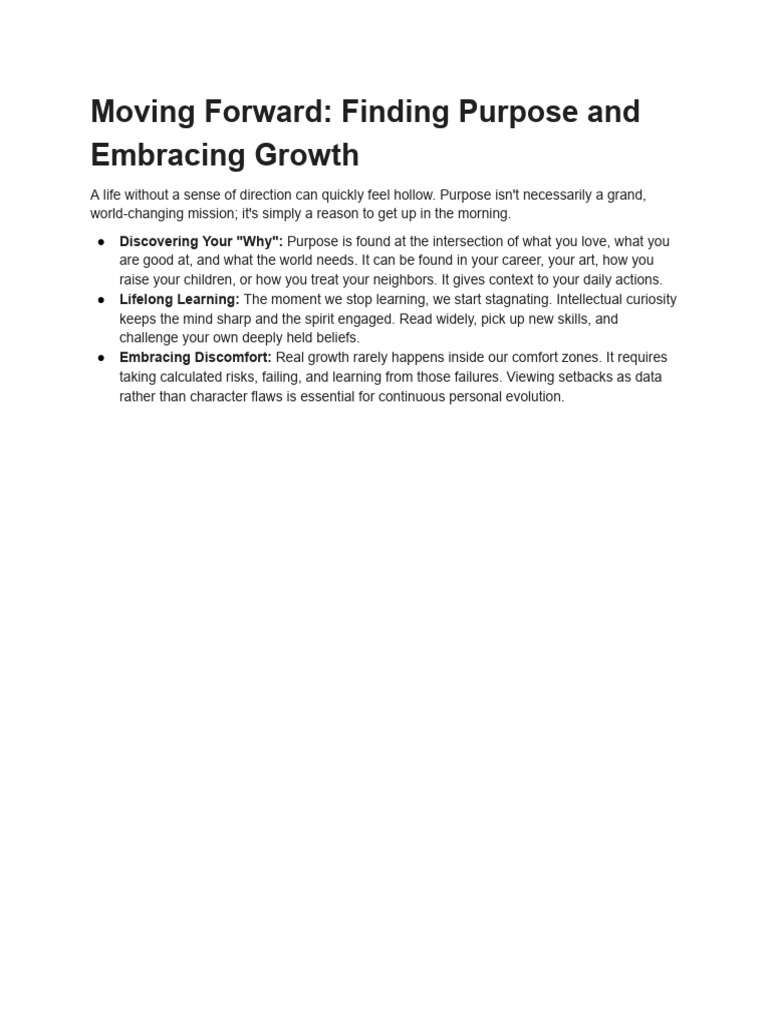Moving Forward - Finding Purpose and Embracing Growth | PDF