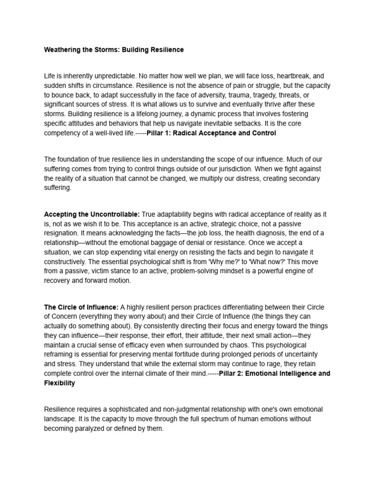 Weathering The Storms - Building Resilience | PDF | Psychological ...