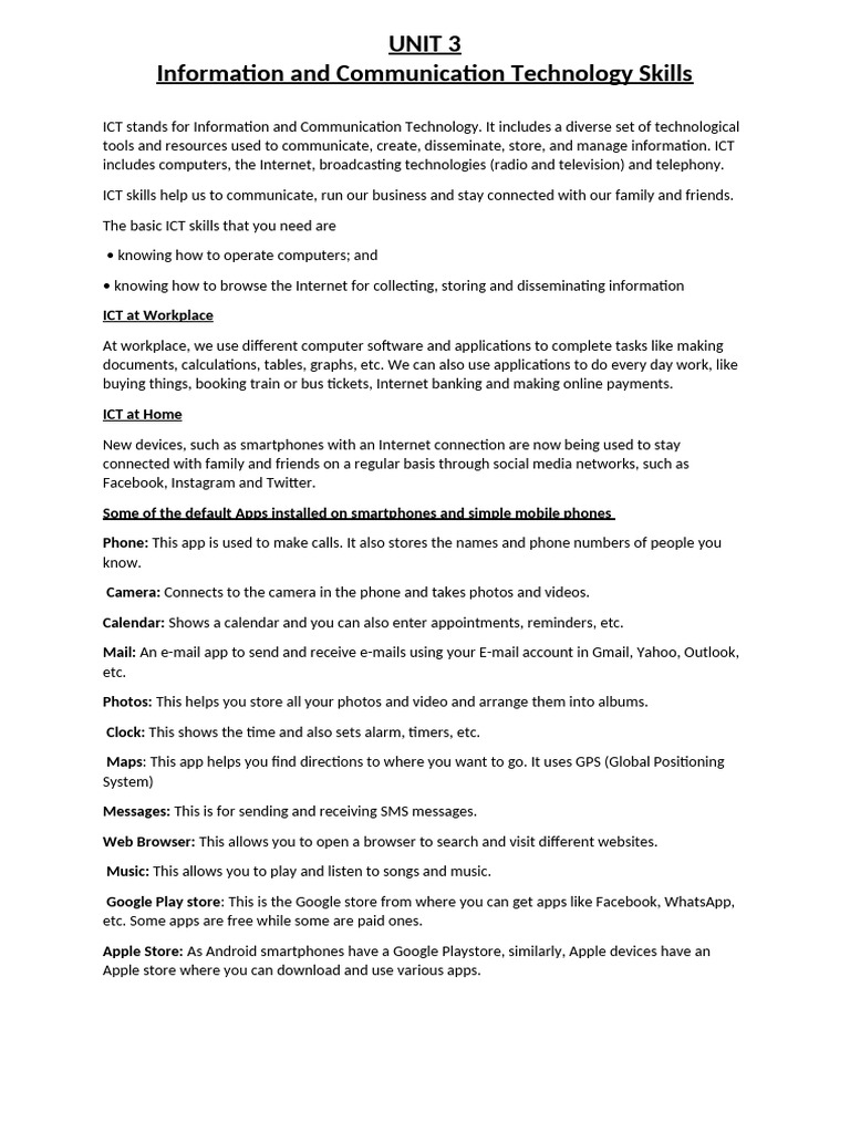Unit 3 - Ict Skills | PDF | World Wide Web | Internet & Web