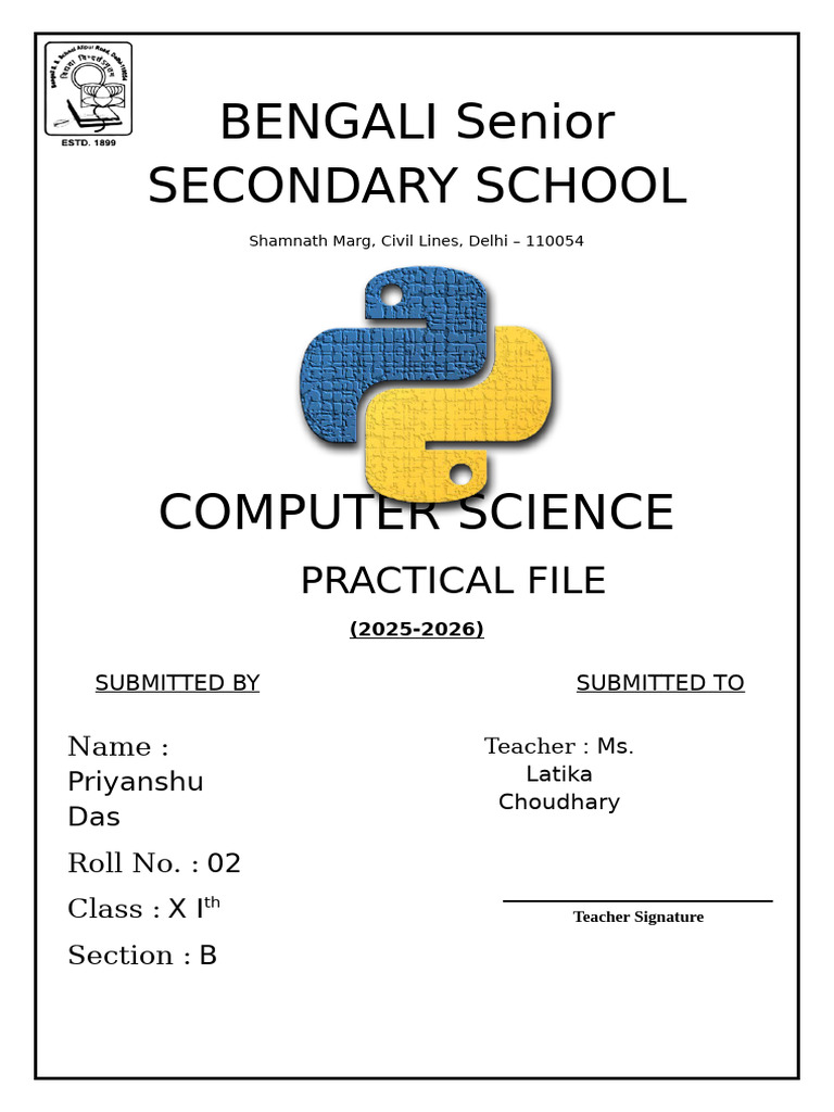 Cover Page of The Project | PDF