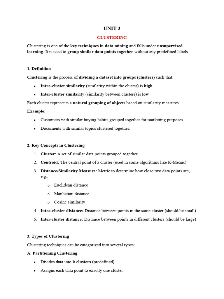 Unit 3 DM Notes | PDF | Cluster Analysis | Algorithms