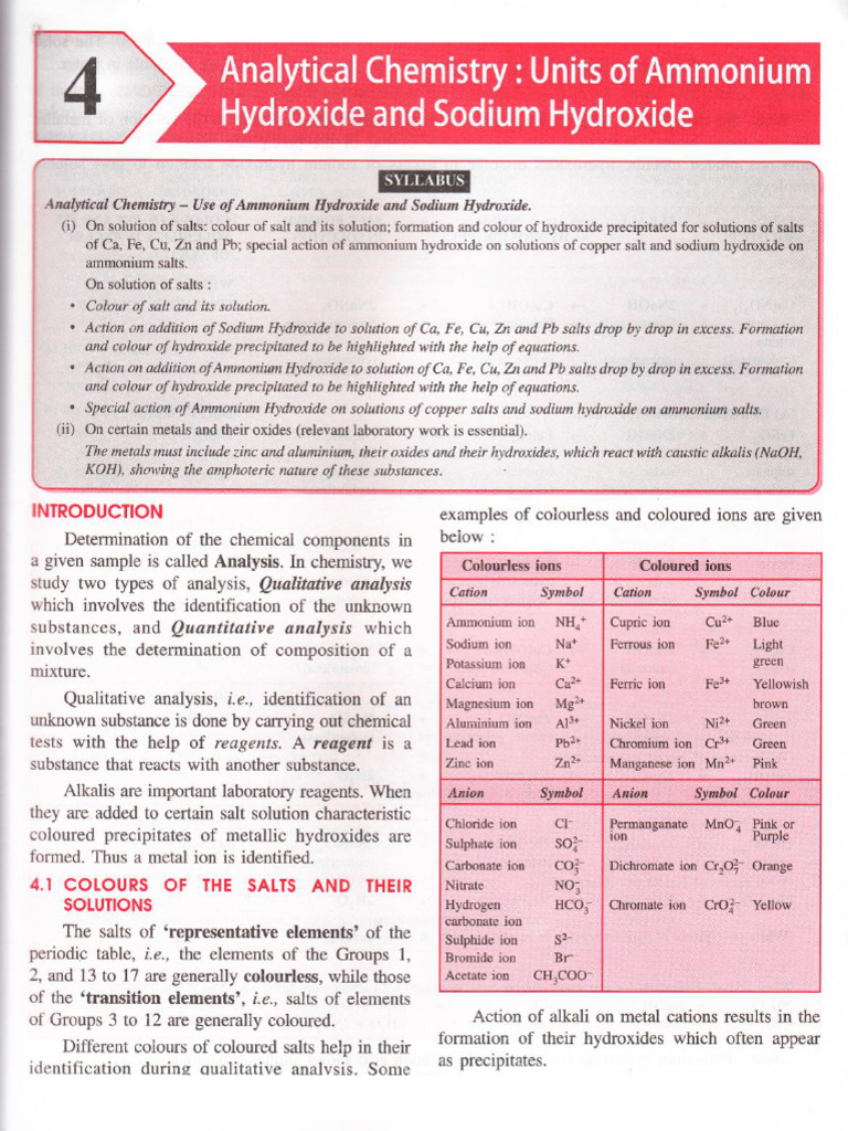 Chapter 4 Analytical Chemistry | PDF