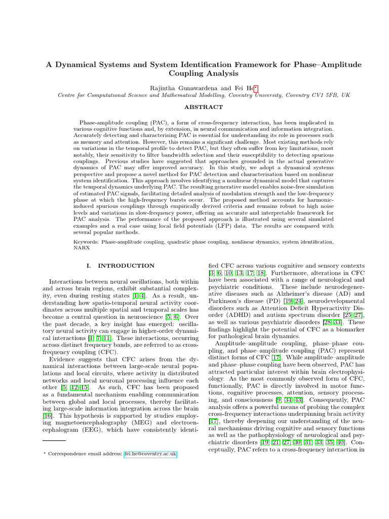A Dynamical Systems and System Identification Fram | PDF | Neural ...
