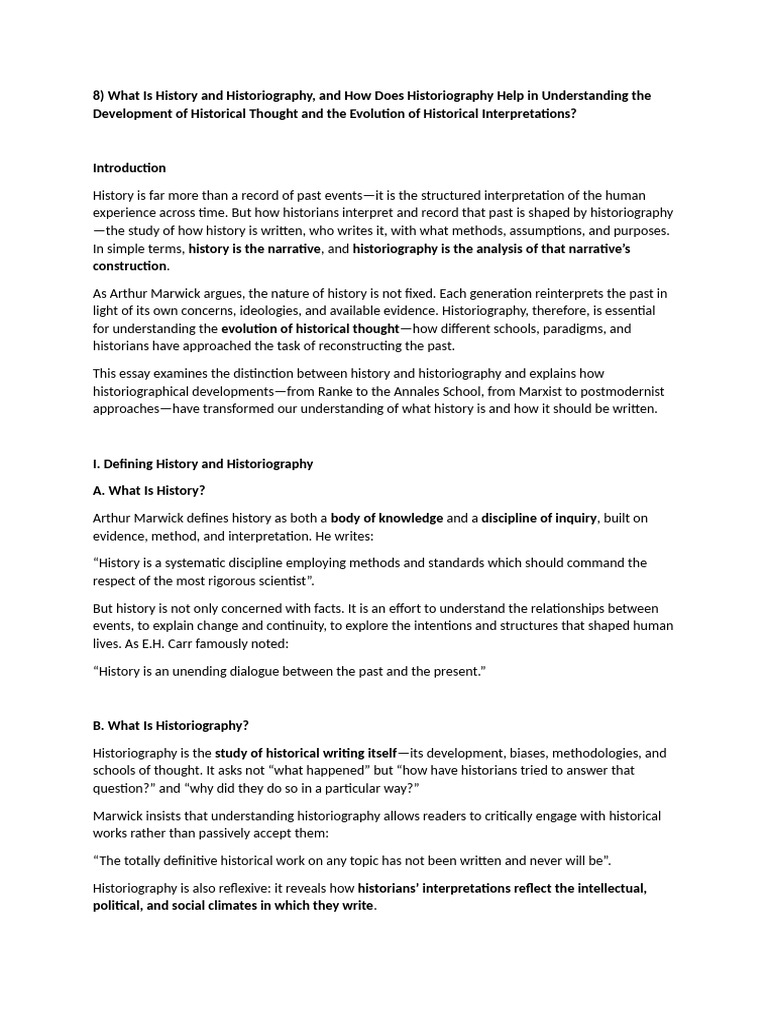 History and Historiography | PDF | Historiography | Historian