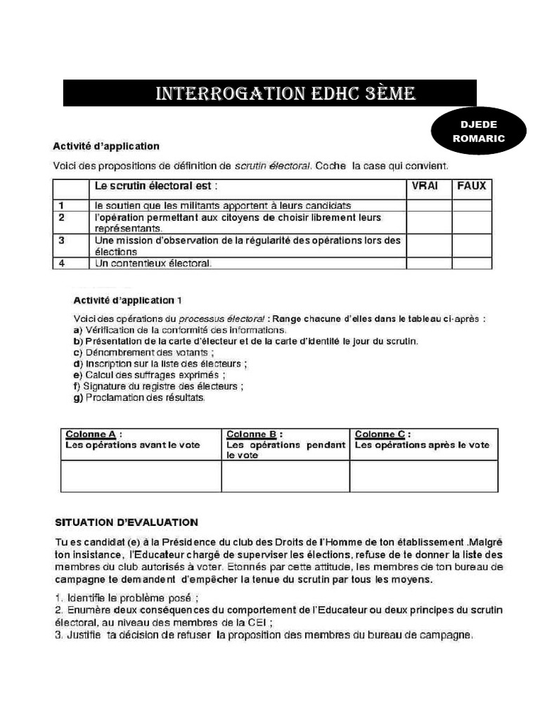 INTERROGATION EDHC 3Ã Me | PDF