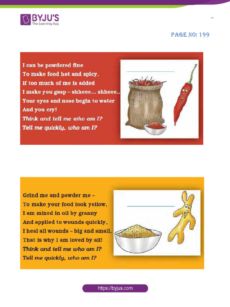 NCERT Solutions For Class 4 EVS Chapter 25 Spicy Riddles | PDF | Spice ...