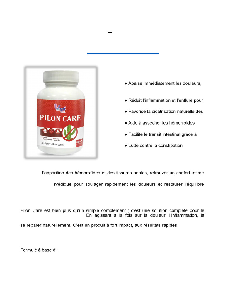 Pilon Care | PDF | Pathologie hémorroïdaire | Constipation