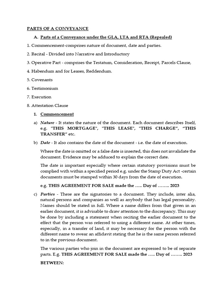 Parts of A Conveyance | PDF | Consideration | Lease
