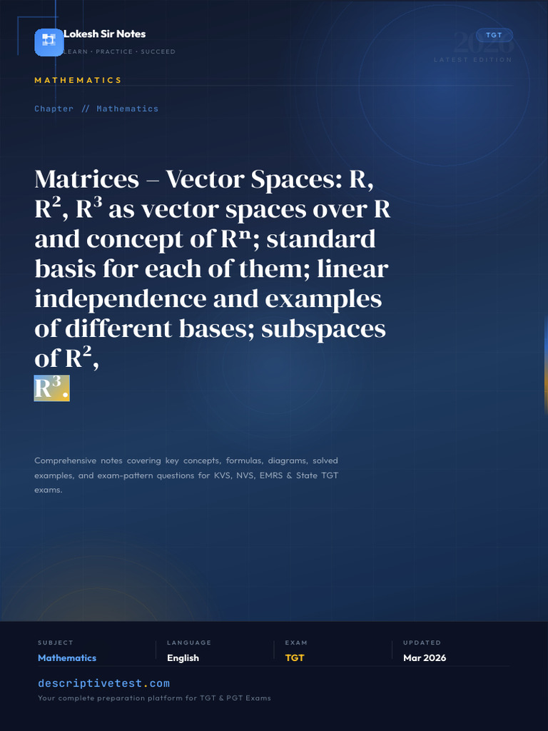 Matrices Vector Spaces - R, R2, R3 As Vector Spaces Over R and Concept ...