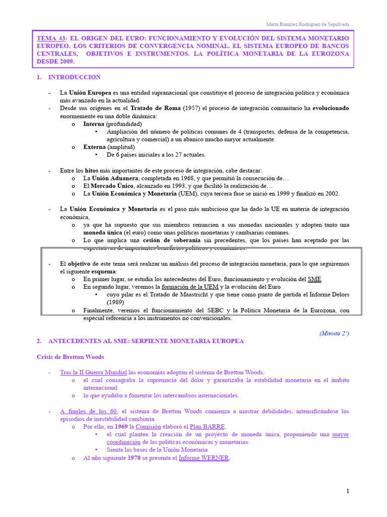 Tema 25 | PDF | Unión Económica Y Monetaria De La Unión Europea | Euro