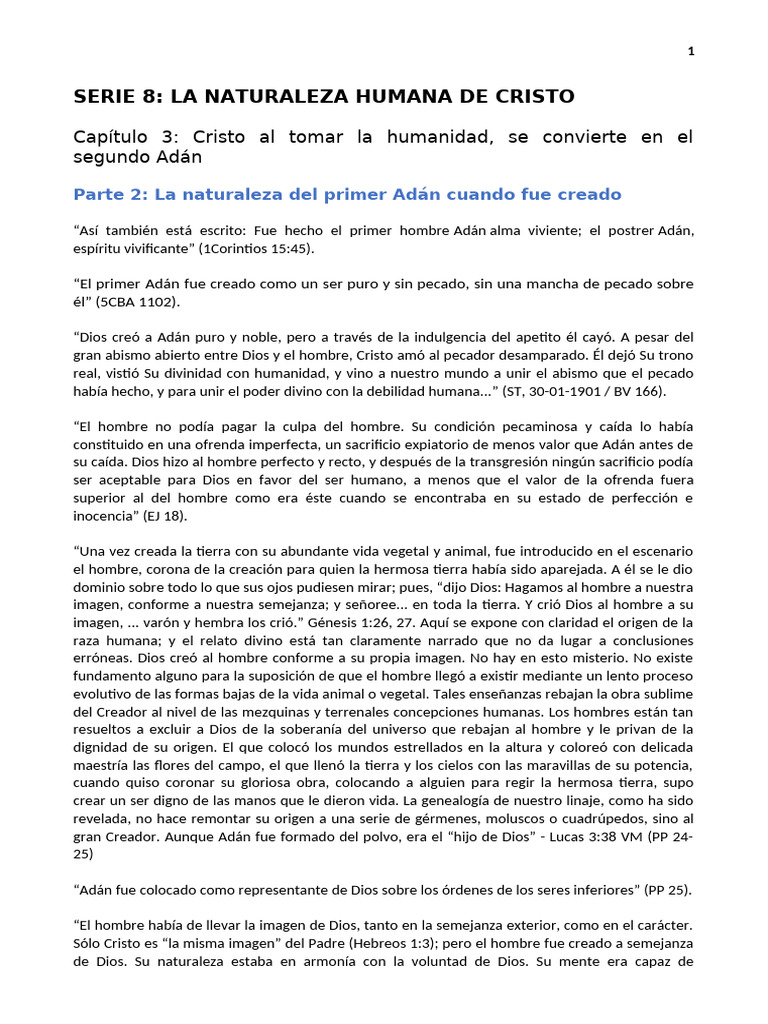 2) La Naturaleza Del Primer Adán Cuando Fue Creado | PDF | Pecado | Satán