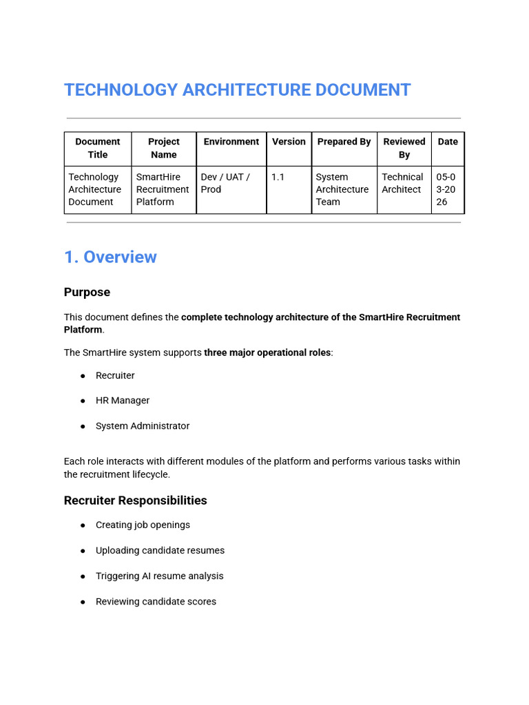 Technology Architecture Document-2.1 | PDF | Scalability | Computer ...