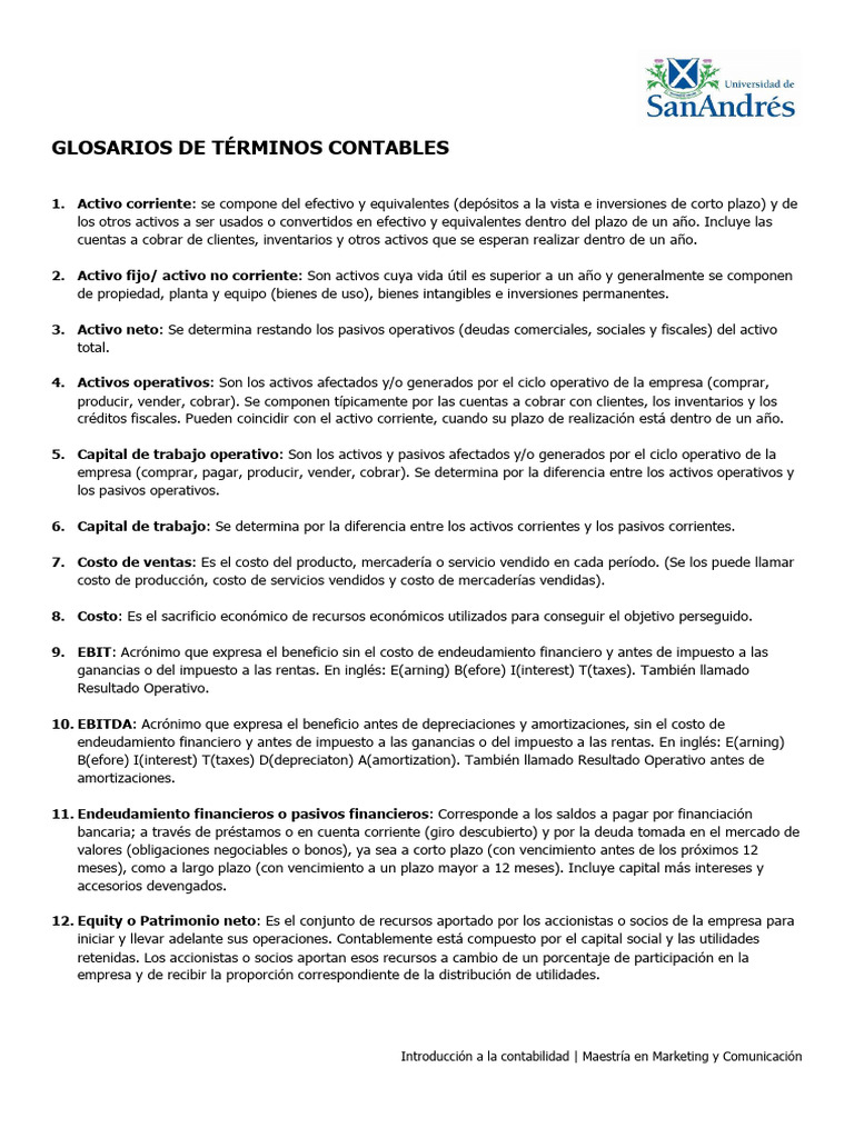 Glosario de Terminos Contables | PDF | Estado financiero | Contabilidad