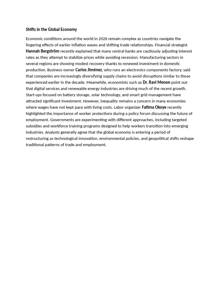 Shifts in The Global Economy | PDF