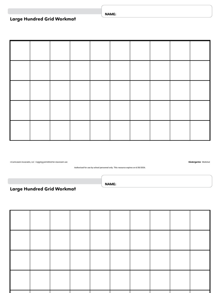Large Hundred Grid Workmat | PDF