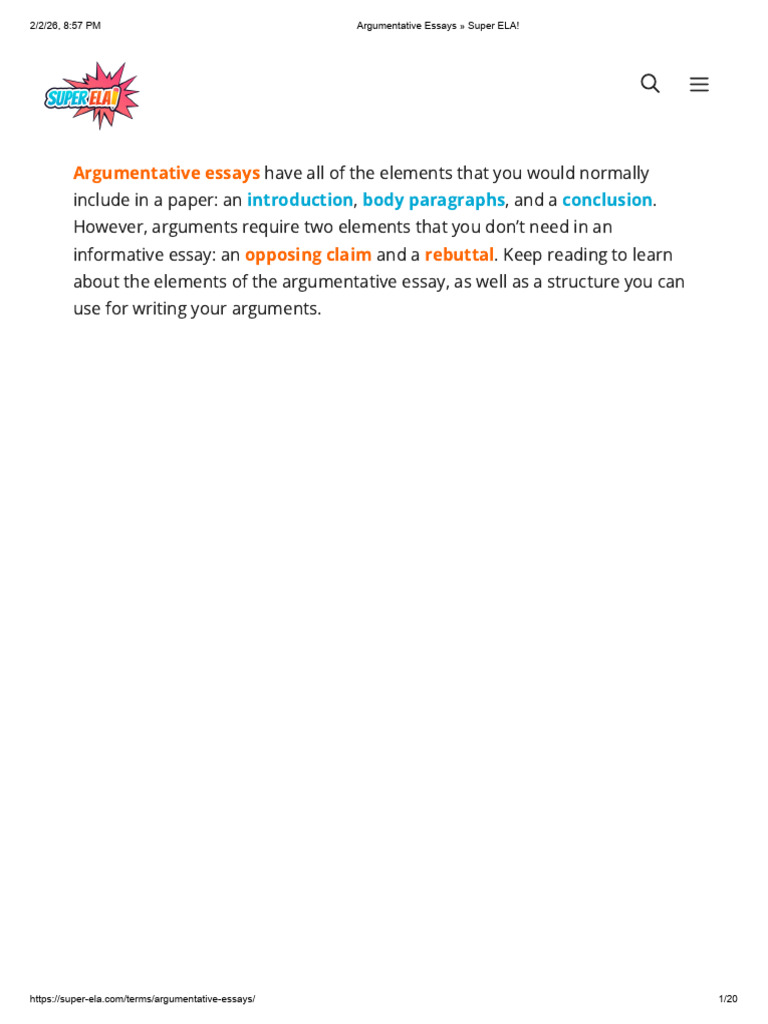 Argumentative Essays Super ELA! | PDF | Essays