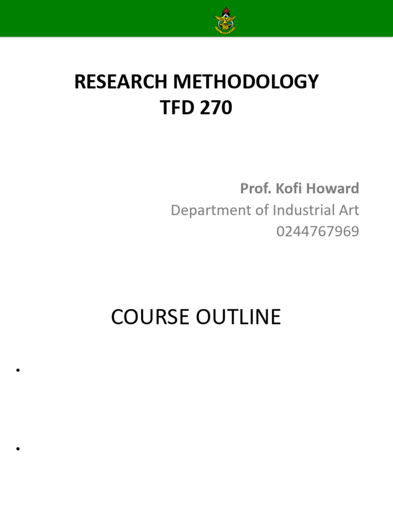 TFD 270 Research Methodology | PDF | Sampling (Statistics) | Hypothesis