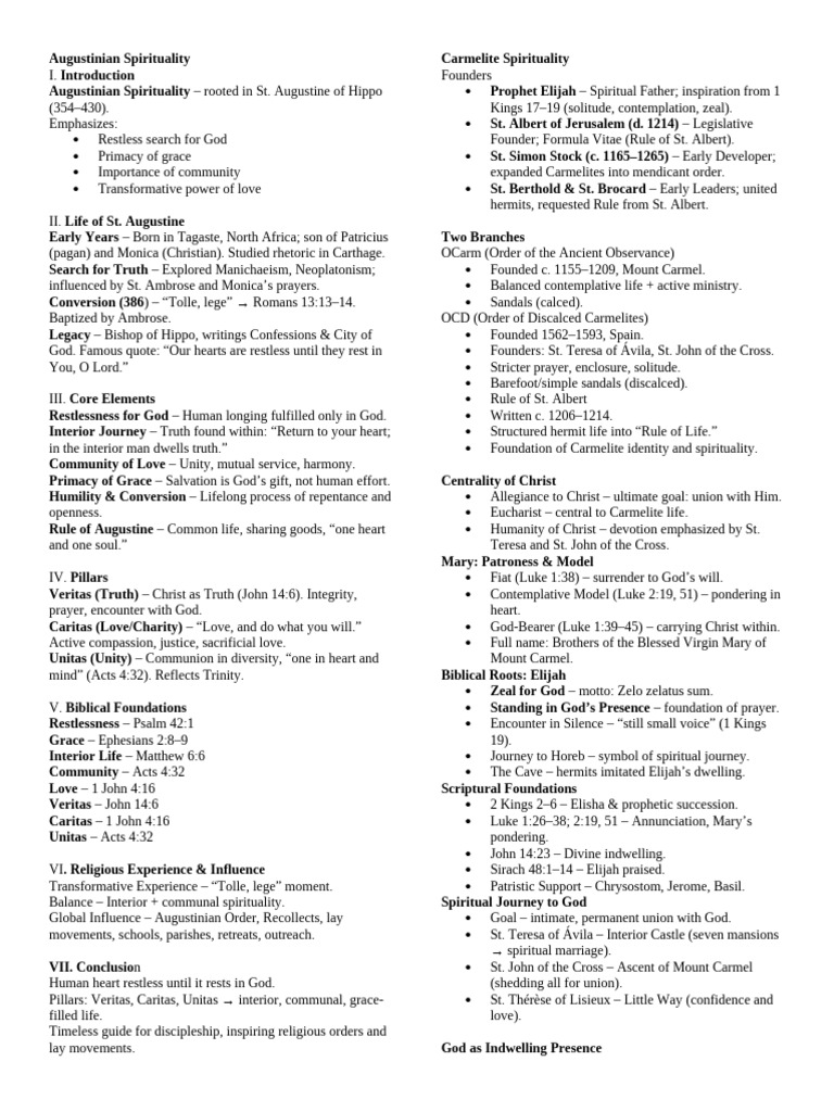 Notes For Spirituality | PDF | Dominican Order | Catholic Spirituality