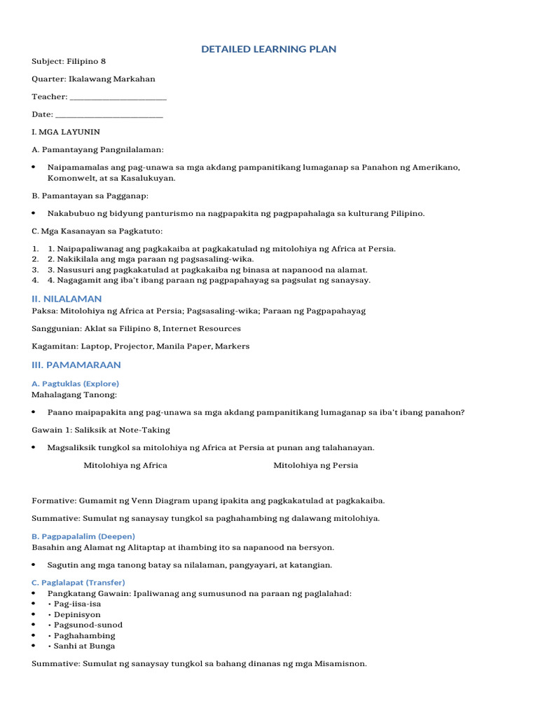 Detailed Learning Plan Complete | PDF