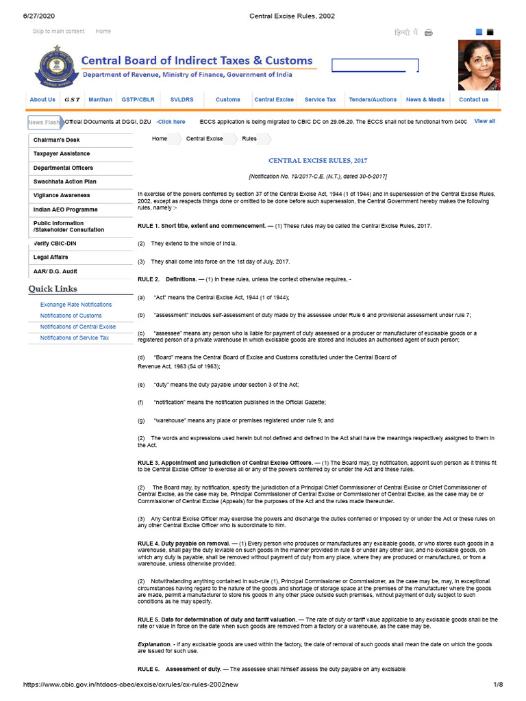 Central Excise Rules, 2002 | PDF | Excise | Taxation